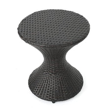Outdoor Hourglass Side Table, Rattan Wicker End Table for Patio Use