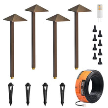 VISTA 4-Pack Low Voltage Landscape Path Lights, Cast Aluminum Landscape Lighting,100FT 14/2 Landscape Wire, Pathway Lights with 1.5W G4 LED Bulb for Outdoor Walkway Yard Garden Driveway