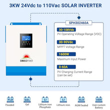 3000W DC 24V Solar Inverter with 60A MPPT Solar Charger (MPPT Voltage Range 30-90Vdc), 40A AC Battery Charger,120V AC Output All in One Pure Sine Wave Inverter Manufactured by SunGoldPowerCo.,Ltd
