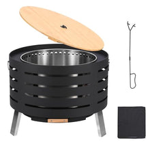 Garvee Smokeless Outdoor Fire Pit – 360° Airflow, Removable Ash Pan, Bamboo Lid, Rainproof Cover – Low Smoke Traditional Stove – 30 Inch Size – Ideal for Patio, Backyard, Camping – Size: 30 Inch