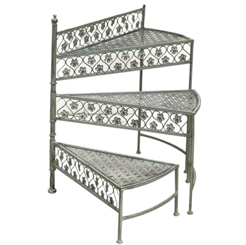 BIOMICE Plants Stand Iron Plant Stand Rotatable Flower Holder Outdoor Retro Shelf Home Decor Display Plant Holders Indoor(Green)