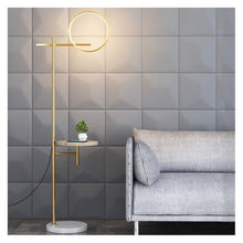 ZHONGCHENGWU Floor Lamp Floor Lamps for Living Room Marble Tray Floor Lamp Vertical Lamp Indoor Decoration Lighting Reading(Black)