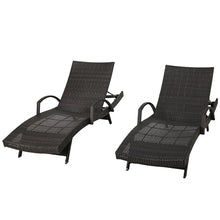 roomfitters PE Wicker Chaise Lounge with Arm for Outdoor Relaxation, Adjustable Backrest, Stylish Patio Furniture, Comfortable Seating, Perfect for Sunbathing, Brown (Set of 2)