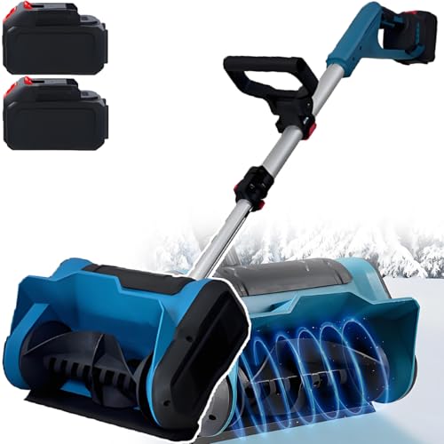 Commercial Electric Snow Sweeper - 600w Manual Snow Removal Machine, Snow Blower Cordless, Foldable Portable Snow Shovel, for Home Backyard, Outdoor Road 2batteries (2batteries)