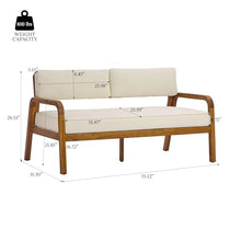 Merax 2-Piece Outdoor Loveseat & Coffee Table Set, Acacia Wood Frame with Weather-Resistant Cushions, Teak Finish Patio Seating for Backyard, Deck & Sunroom