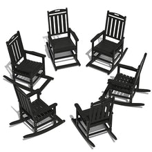 LOUNZY Outdoor Rocking Chair Set of 6 HDPE Patio Porch Rockers Black