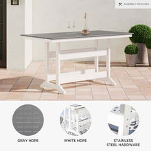 Ashley Transville Outdoor Counter Height Dining Table, 72 Inch Rectangular Patio Table with Umbrella Hole, Durable Weather Resistant HDPE, Ideal for Patios, Gray and White