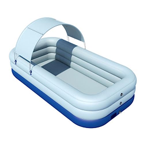 XQZMZSCP Large Inflatable Swimming Pool with Canopy, Foldable Family Large Outdoor Adult Swimming Pool, Automatic Inflation, Safety Fence (Blue 3m)