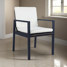 Benzara Outdoor Dining Chair Set of 2 Cushioned Seat White and Black