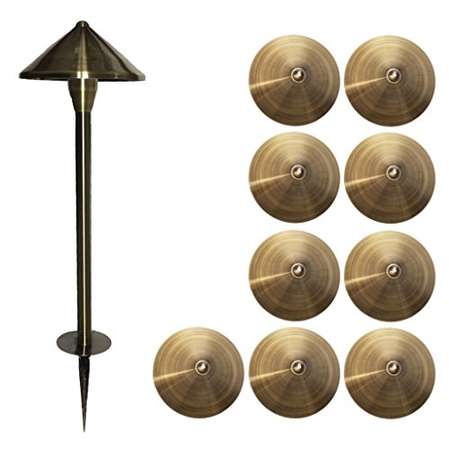 Ignite 12V LED Brass Pathway Landscape Lighting - (9) 3 Watt Fixtures Brass
