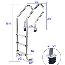 Swimming Pool Ladder 304 Stainless Steel Swimming Pool Handrail Anti-Slip and Anti-Rust for 1-1.3m Pool Need to be Embedded/Silver / 1mm (Silver 1.5MM) (Silver 1.2mm)