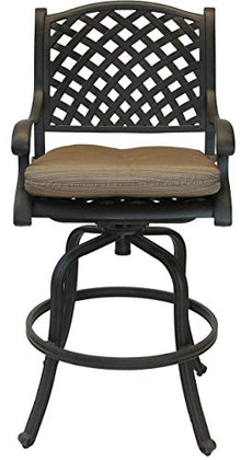 Patio Land Nassau Outdoor 4 Swivel Barstools 30" High Cast Aluminum Dark Bronze