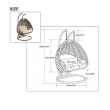 Island Gale Luxury Comfort 2 Person Outdoor, Patio, Hanging Wicker Swing Chair (X Large, Latte Wicker with Charcoal Cushion)