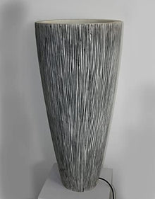 HomeRoots Gray Sandstone Ribbed Long Conical Planter with Light 1" X 18" X 39