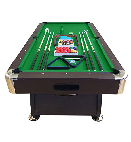 SIMBASHOPPING USA 8' Feet Billiard Pool Table with Automatic Ball Return System Snooker Full Set Accessories Game Vintage Green Brown, Green