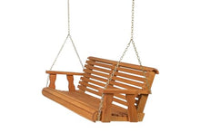 Amish Casual Heavy Duty 700 Lb Capacity Porch Swing (5 Foot, Cedar Stain) – Wooden Outdoor Roll Back Swing with Hanging Chains – Amish Made in the USA