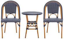 SAFAVIEH Outdoor - California 3 Piece Bistro Set - Navy Faux Wicker & Aluminum Frame - Coastal Design - Ideal for Patio, Deck, Sunroom, Dining Area (PAT9505B-KIT2)