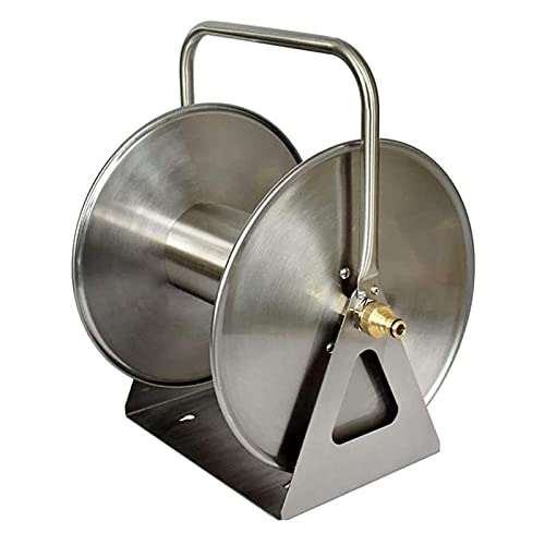 FKTHYO Wall Mount Metal Garden Hose Reel, Portable Stainless Steel Hanger Box for Car Patio Cleaning Yard Farm and Patio