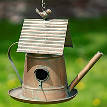 Hanging Metal Teapot Birdhouse/Feeder Decor (Set of All 6 (1 of Each), Copper Color)