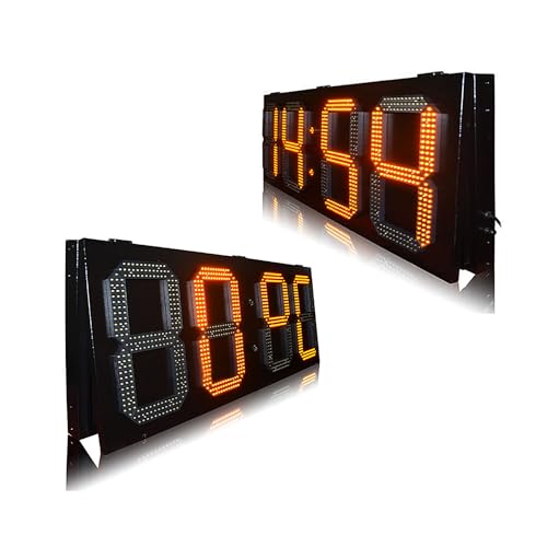 saditesdk 12IN Time Temperature Digital Screen, Digital Display, Outdoor Waterproof Led Clock, Wall-Mounted, -40℃~75℃ Working Temperature, Hanging Installation, 60°-120° Viewing an