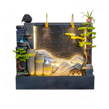 6.86 Ft Luxury Fountain with Water Wheel, LED Lights, Smoke Machine, Water Flow & Crystal Beads - Indoor/Outdoor Decoration for Villas, Courtyards, Gardens + Free 30 PCS Crystals(188 * 52 * 180CM)