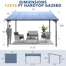 Roomfitters 10x12 Ft Outdoor Pergola Gazebo, Wall-Mounted Lean to Metal Awning Gazebo with Hardtop Roof, Heavy Duty Carport Canopy Shelter for Patio, Gray