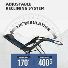 Foristrail Zero Gravity Chair Set of 4 Oversized Folding Recliner, Padded Anti Gravity Lounge Chair with Adjustable Pillow & Cup Holder for Outdoor Camping, Patio, Poolside, Lawn (Black & Blue)