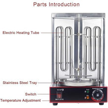 Shawarma Grill Doner Kebab Machine Electric Gyro broilers Rotating Home Vertical Rotisserie with 2 Heating Tubes for Chicken Roast,Turkey Roast,Tacos,Roast,110V