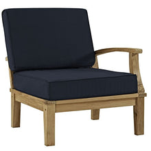 Modway Marina Premium Grade A Teak Wood 10-Piece Outdoor Patio Furniture Set in Natural Navy