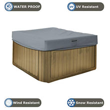 Hot Tub Cover/Spa Cover 18 Oz Waterproof - 100% Weather Resistant Outdoor Square Spa Cover with Elastic for Snug Fit (14" H x 96" W x 96" D, Grey)