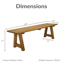 Sunnydaze Wooden Teak Trestle Outdoor Bench for Patio, 60” L, Rustic, Brown