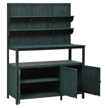 Christopher Knight Home Belfast 50.20" W Outdoor Potting Bench Table, Fir Wood Potting Table, Large Gardening Workstation with Storage Shelf, Ample Space Garden Tools Organizer for Backyard, Green