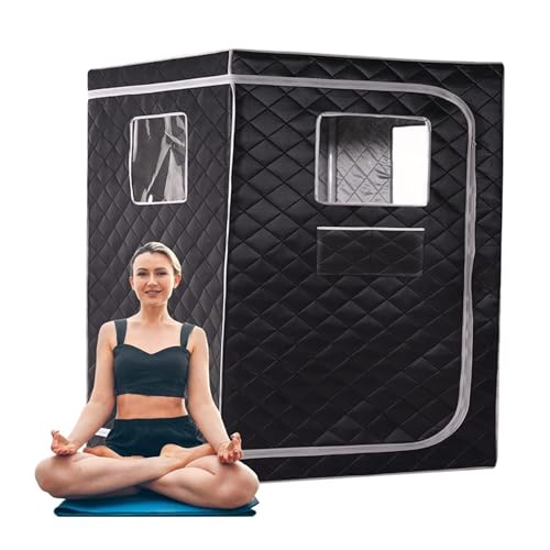 Piefeak Portable 2-Person Steam Sauna Tent - Home Spa for Relaxation & Detox - Convenient, Foldable & Easy to Use - Ideals for Wellness & Stress Relief (Black Gray 1)