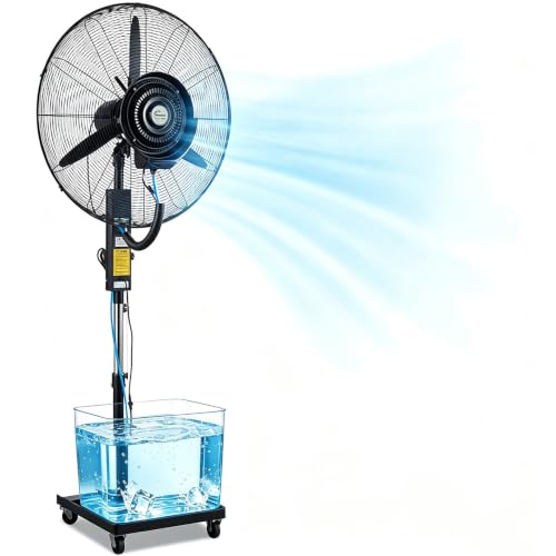MARIYCH Commercial Misting Fans Outdoor with 3 Speed, 42L Water Tank for Indoor, Bedroom, Living Room, Office, Adjustable Height & Tilt Head, Easy Assembly(Diameter 71cm)