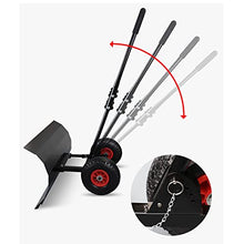 Snow Plow Shovel with Wheels Portable Snow Pusher Snow Shovel for Driveway Pusher Adjustable Height & Angle Heavy Duty Metal Rolling Snow Removal Tool for Driveway Garden Pavement(Snow removal,100x42c