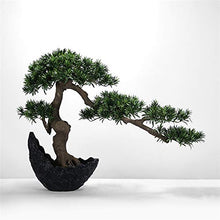 YXIANG56Q Fake Plants New Simulation Podocarpus Welcoming Pine Crescent Bonsai Porch Flower Stand Soft Decoration Handicraft Gift Bonsai Tree