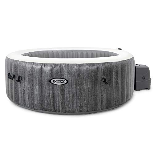 Intex PureSpa Plus Greywood Deluxe 6 Person Inflatable Hot Tub Gray with Seat Inserts