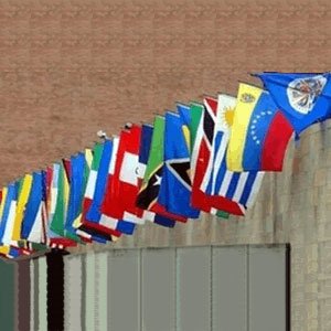 Eder Flag Organization Of American States Flag Set 2X3 Foot SolarMax Nylon with Pole Hem & Fringe