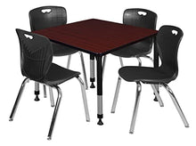 Regency Kee Height Adjustable Classroom Table Set with 18" Andy Chairs Mahogany/Black
