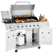 Royal Gourmet GA6402S 6-Burner Propane Gas Grill with Side Burner, Silver