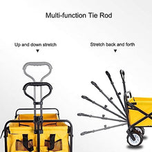 Shopping Cart Folding Portable Trolley Cart, Garden Heavy Duty Wagon with 10.5In Rubber Wheels for Outdoor/Camping/Mall, Double Brake with Ball Bearing