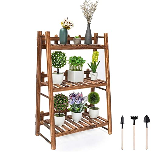 ZOCWJK Plant standPlant Stand, 3 Tier Wooden Flower Pot Stand, Plant Stand for Balcony and Garden, Flower Stand, Display Shelves, Yard, Patio, Garden Shelf, Plant Shelves, Flower,
