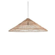 Natural Rattan Pendant Light, Boho Rattan Handwoven Pendant Lamp, Rustic Farmhouse Hanging Light Fixture for Kitchen Island, Dining Room, Living Room, Bedroom, Restaurant, Entryway, Foyer(23.6in)