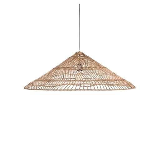 Natural Rattan Pendant Light, Boho Rattan Handwoven Pendant Lamp, Rustic Farmhouse Hanging Light Fixture for Kitchen Island, Dining Room, Living Room, Bedroom, Restaurant, Entryway, Foyer(23.6in)