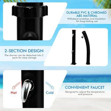 MKLFBY Solar Outdoor Shower with Shower Head and Foot Shower Tap, 2-Section Garden Shower Adjustable Poolside Shower for Backyard Beach Pool Spa