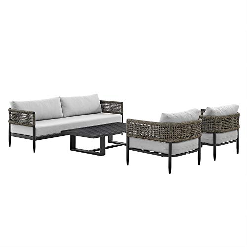 Armen Living Felicia Modern Outdoor Patio Conversation Set 4 Piece Black
