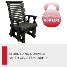 Amish Casual Heavy Duty 600 Lb Roll Back High Back Treated Glider Chair (Semi-Solid Black Stain)