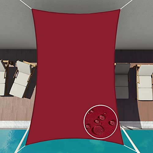 Patio Paradise 24' x 24' Sun Shade Sail Waterproof Red Rectangle Shade Canopy UV Block Tarp Cloth Outdoor Patio Cover for Garden Backyard Deck Awning
