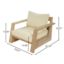 Christopher Knight Home Wynn Modern Patio Accent Chairs Set of 2, Acacia Wood Club Chairs with Thick Removable Cushion, Arm Chairs for Poolside Backyard Deck, Lounge Chair Outdoor, Cream+Light Teak