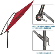RWGOVLU 3M/10FT Garden Parasol, Patio Cantilever Umbrella, Outdoor Hanging Sun Shade Canopy with Crank Handle & Height Adjustable for Garden Backyard Pool,3 Green